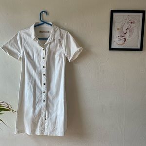 ASOS White Workwear Dress with Tie Back and Button Front